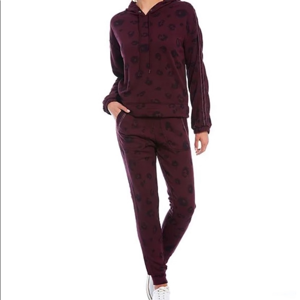 Splendid leopard print hoodie jogger set